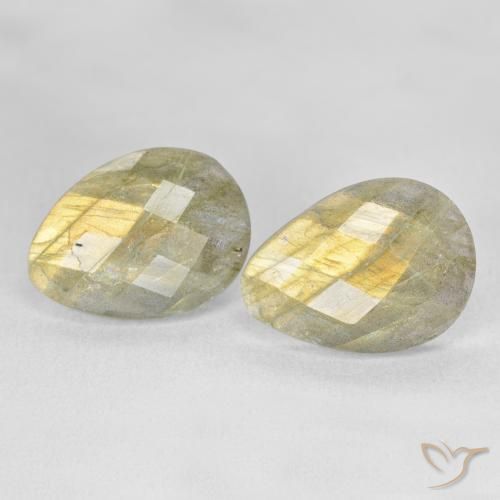 14.48ctw Naturel Multicolore Labradorite, En forme de poire, Translucide