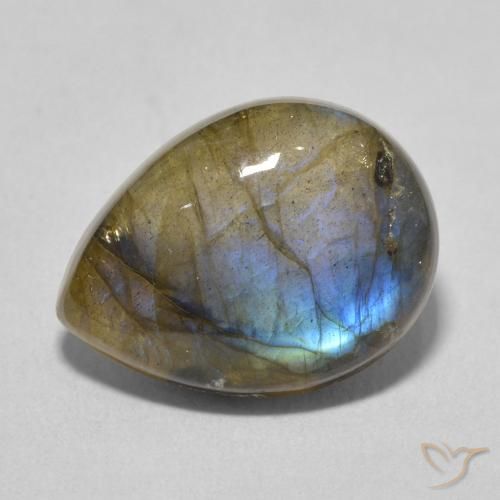 Labradorite Multicolore naturelle En forme de poire, 8.26 ct, Translucide