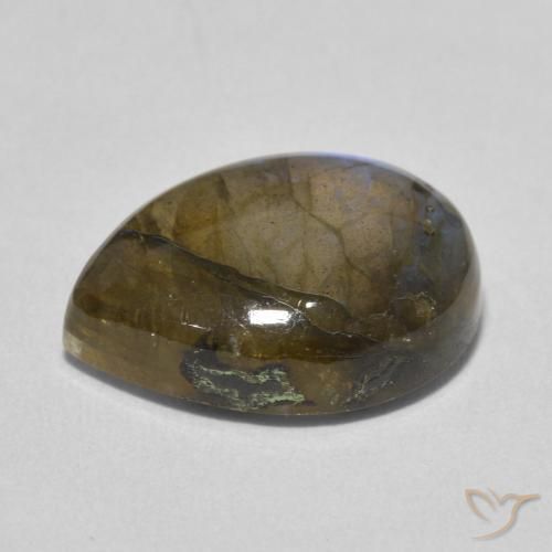 Labradorite Multicolore naturelle En forme de poire, 8.26 ct, Translucide