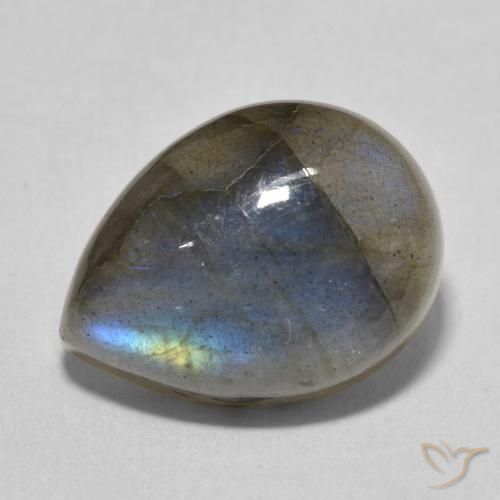 10.67ct Naturel Multicolore Labradorite, En forme de poire, Translucide