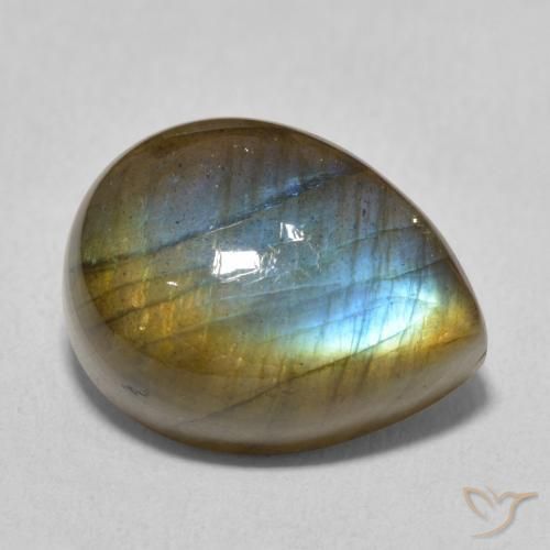 Labradorite Multicolore naturelle En forme de poire, 11.00 ct, Translucide