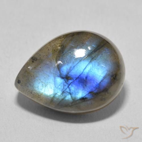 10.74ct Naturel Multicolore Labradorite, En forme de poire, Translucide