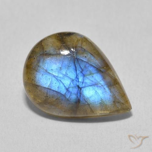 6.23ct Naturel Multicolore Labradorite, En forme de poire, Translucide