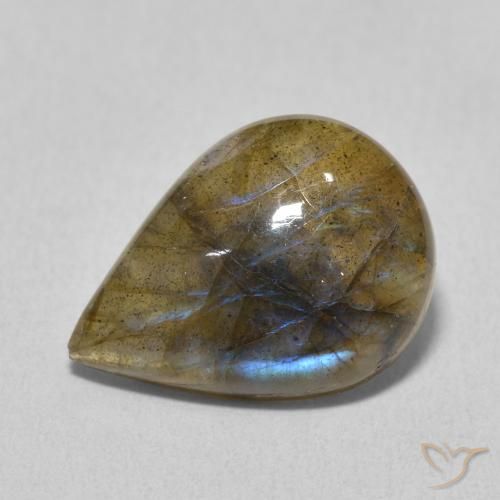 Labradorite Multicolore naturelle En forme de poire, 6.23 ct, Translucide