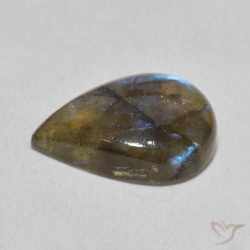 Labradorite Multicolore naturelle En forme de poire, 6.23 ct, Translucide