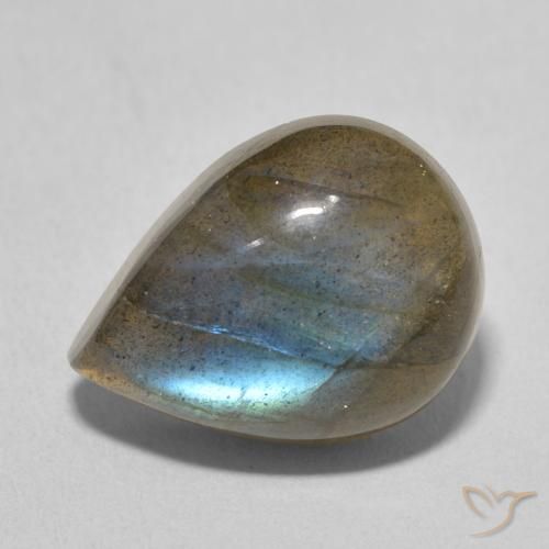 9.62ct Naturel Multicolore Labradorite, En forme de poire, Translucide