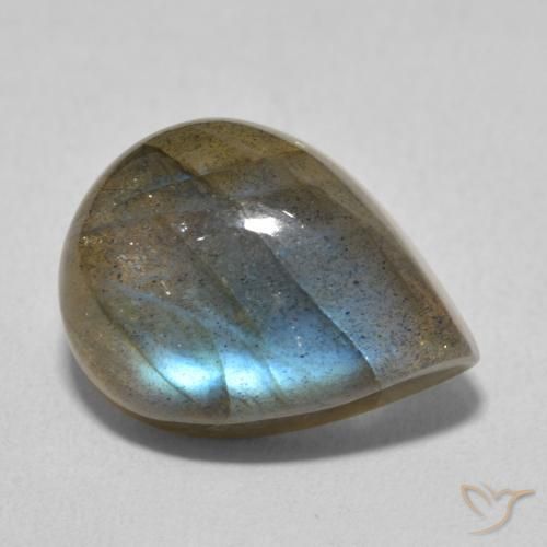 Labradorite Multicolore naturelle En forme de poire, 9.62 ct, Translucide