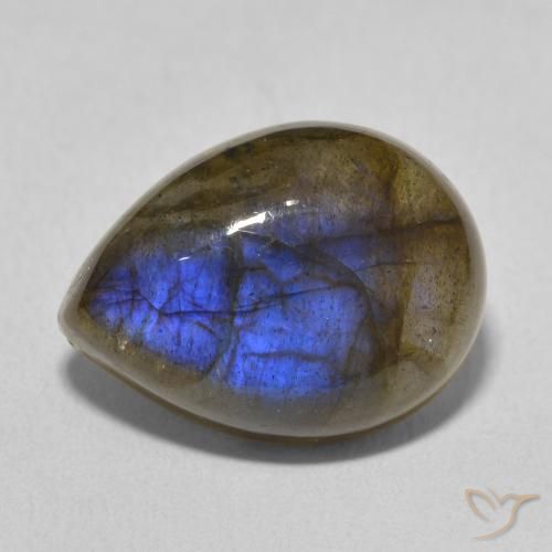 Labradorite Multicolore naturelle En forme de poire, 9.73 ct, Translucide