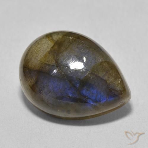 Labradorite Multicolore naturelle En forme de poire, 9.73 ct, Translucide