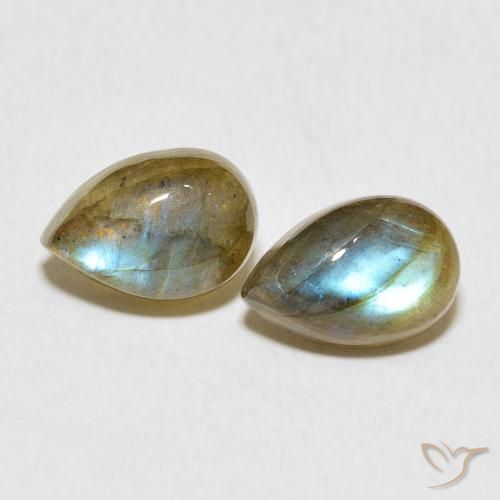 4.79ctw Naturel Multicolore Labradorite, En forme de poire, Translucide
