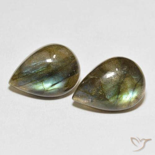 10.82ctw Naturel Multicolore Labradorite, En forme de poire, Translucide