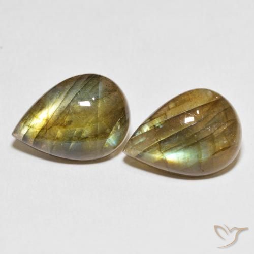 22.48ctw Naturel Multicolore Labradorite, En forme de poire, Translucide