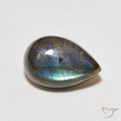 Labradorite Multicolore naturelle En forme de poire, 3.95 ct, Translucide