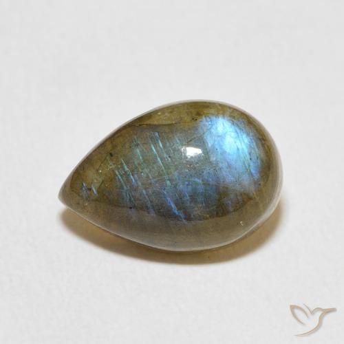 3.87ct Naturel Multicolore Labradorite, En forme de poire, Translucide