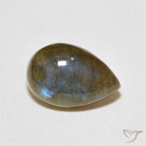 Labradorite Multicolore naturelle En forme de poire, 3.87 ct, Translucide