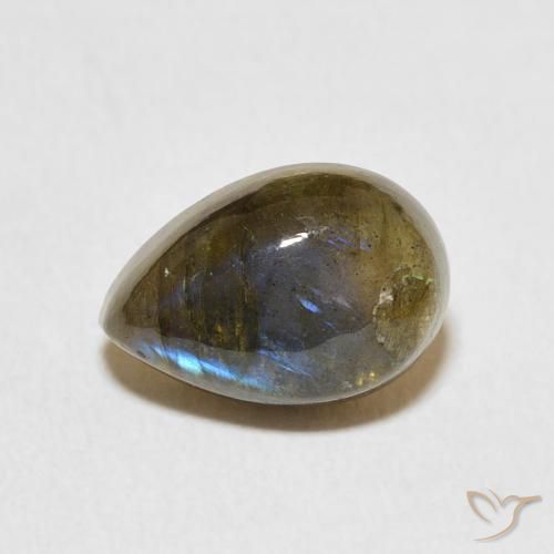 3.92ct Naturel Multicolore Labradorite, En forme de poire, Translucide