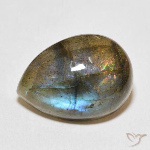 13.20ct Naturel Multicolore Labradorite, En forme de poire, Translucide