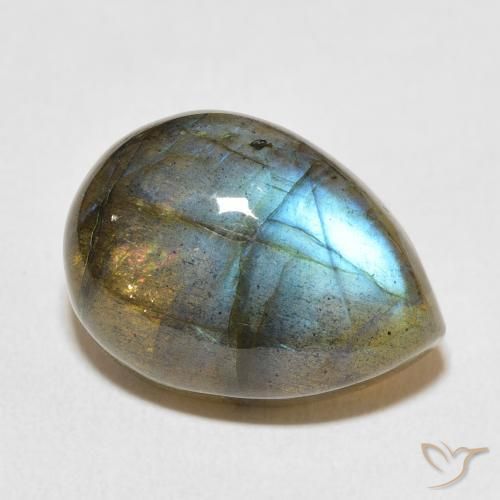 Labradorite Multicolore naturelle En forme de poire, 13.20 ct, Translucide