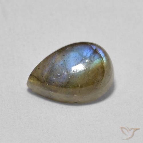 1.66ct Naturel Multicolore Labradorite, En forme de poire, Translucide
