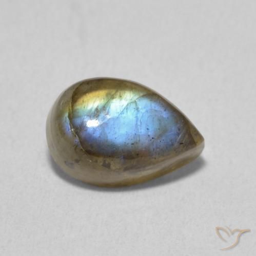 Labradorite Multicolore naturelle En forme de poire, 1.66 ct, Translucide