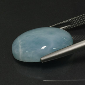 Larimar bleue naturelle coupe ovale, 12,46 ct, opaque