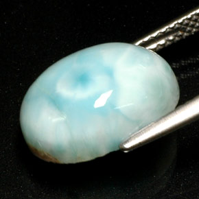 Larimar bleue naturelle coupe ovale, 7,39 ct, opaque