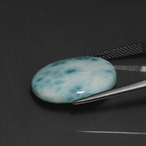 Larimar bleue naturelle coupe ovale, 12,07 ct, opaque