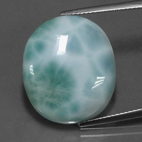 Larimar bleue naturelle coupe ovale, 19,66 ct, opaque