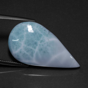 Larimar bleue naturelle en forme de poire, 20,12 ct, opaque