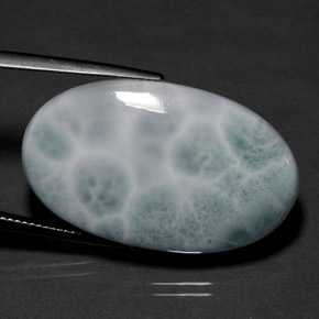Larimar vert naturelle coupe ovale, 32,38 ct, opaque