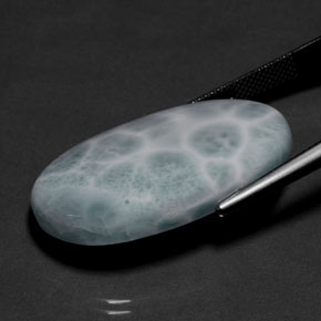 Larimar vert naturelle coupe ovale, 32,38 ct, opaque