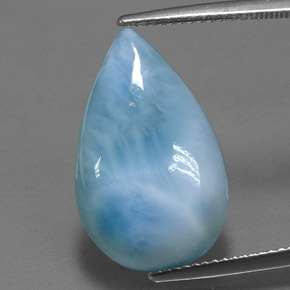 Larimar bleue naturelle en forme de poire, 11,31 ct, opaque