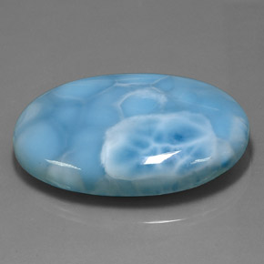 Larimar bleue naturelle coupe ovale, 149,60 ct, opaque