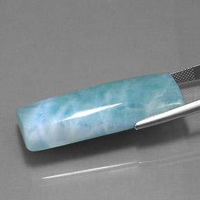 Larimar bleue naturelle baguette, 60,74 ct, opaque