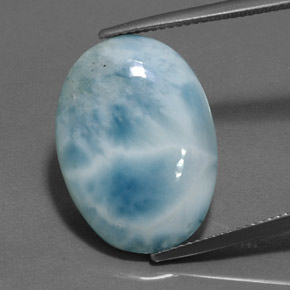 Larimar bleue naturelle coupe ovale, 18,44 ct, opaque