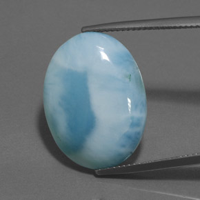Larimar bleue naturelle coupe ovale, 15,89 ct, opaque