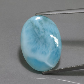 Larimar bleue naturelle coupe ovale, 14,10 ct, opaque
