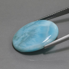 Larimar bleue naturelle coupe ovale, 14,10 ct, opaque