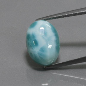 Larimar bleue naturelle coupe ovale, 6,91 ct, opaque