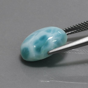 Larimar bleue naturelle coupe ovale, 6,91 ct, opaque