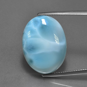 Larimar bleue naturelle coupe ovale, 24,71 ct, opaque
