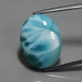 Larimar bleue naturelle coupe ovale, 15,87 ct, opaque