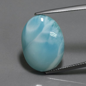 Larimar bleue naturelle coupe ovale, 15,80 ct, opaque
