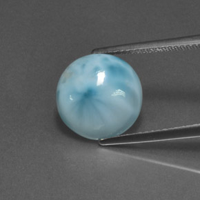 Larimar bleue naturelle coupe roude, 4,57 ct, opaque