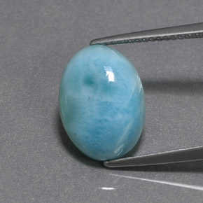 Larimar vert naturelle coupe ovale, 6,54 ct, opaque