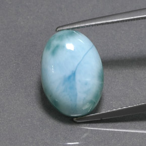 Larimar Bleu vert naturelle Coupe ovale, 6.90 ct, Opaque