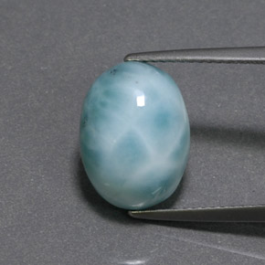 Larimar vert naturelle coupe ovale, 8,07 ct, opaque