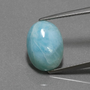 Larimar bleue naturelle coupe ovale, 5,86 ct, opaque