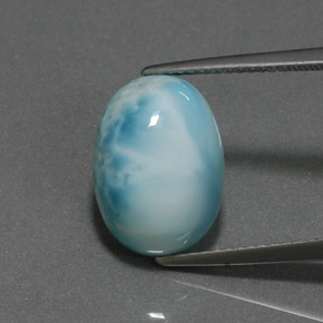 Larimar bleue naturelle coupe ovale, 7,36 ct, opaque