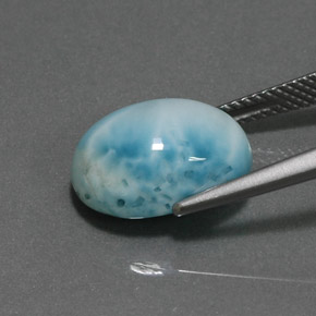 Larimar bleue naturelle coupe ovale, 7,36 ct, opaque